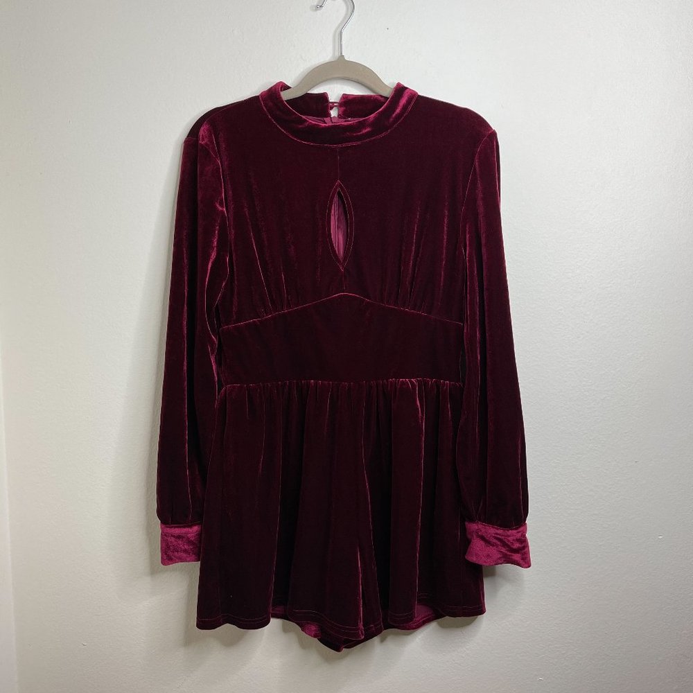 Love & Other Things Velvet Long-Sleeve Romper